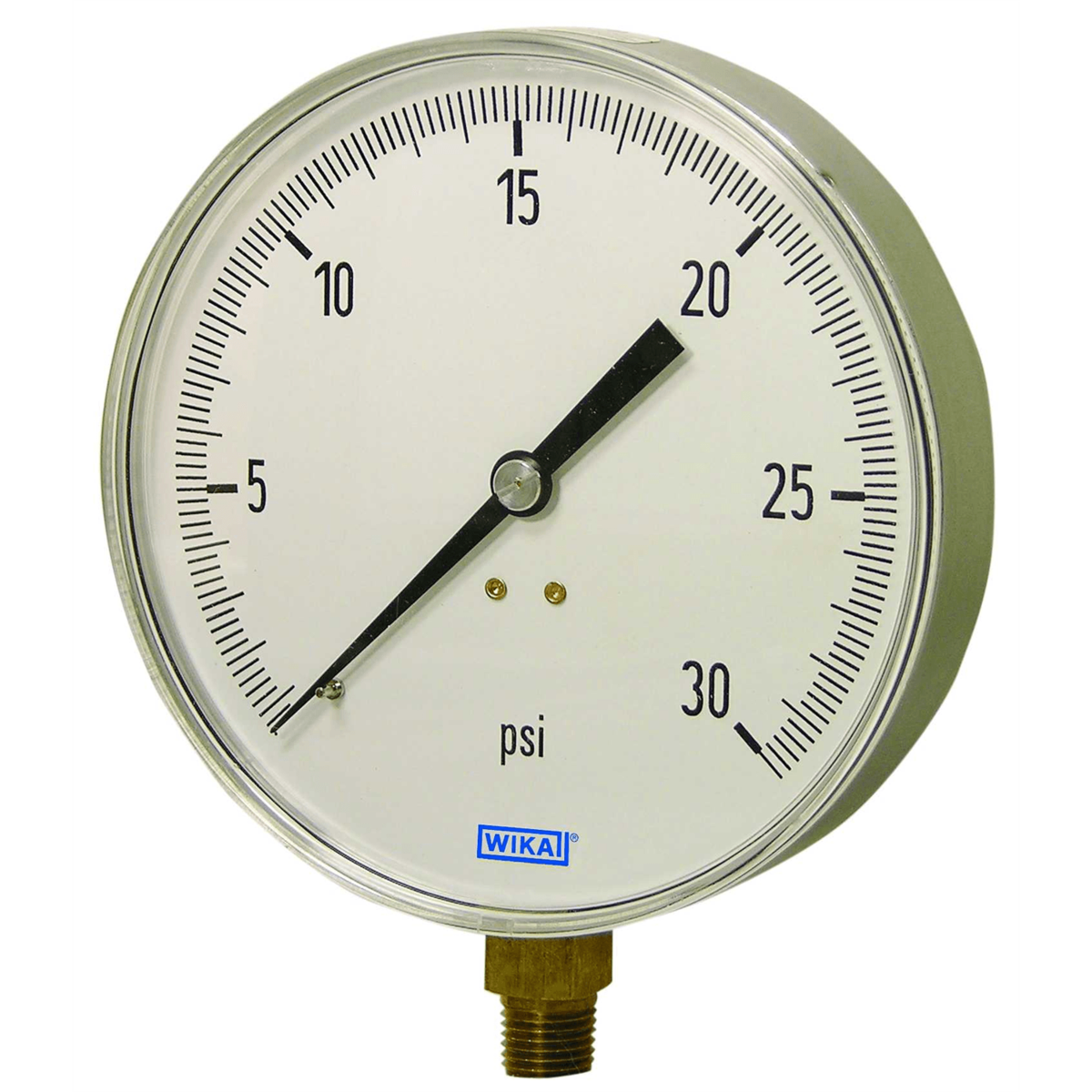 WIKA 111.25 Pressure Gauge, Brass, SS Case, 4-1/2", lower mount, 1/4", Dry, 0-160 PSI